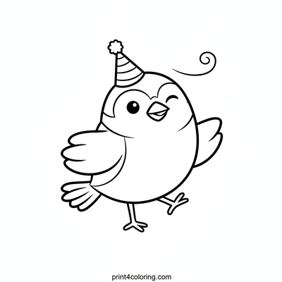 Party-Ready Sparrow: Silly Hat Fun! - free printable coloring page