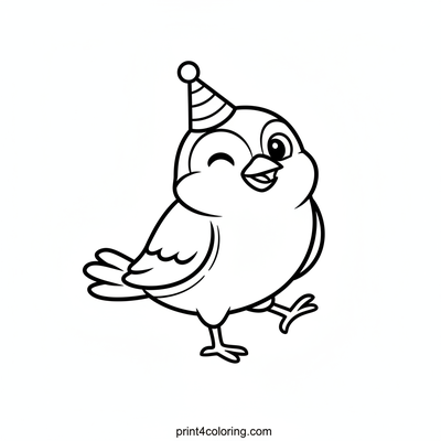 Winking Sparrow's Silly Hat Party - free printable coloring page