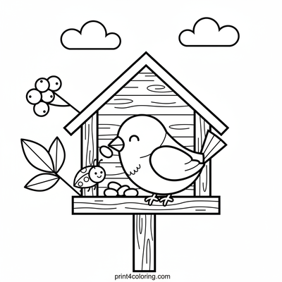 Friendly Sparrow's Seed Snack - free printable coloring page