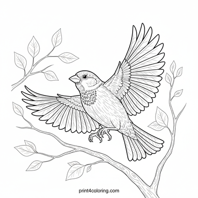 Sparrow's Dynamic Departure - free printable coloring page