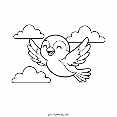 Happy Sparrow Soars High - free printable coloring page