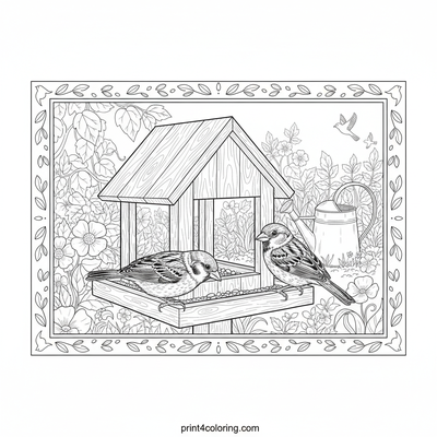 Garden Sparrows' Delight - free printable coloring page