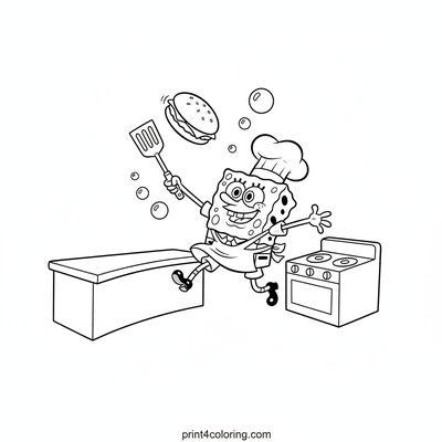 SpongeBob's Amazing Krabby Patty Flip! - free printable coloring page