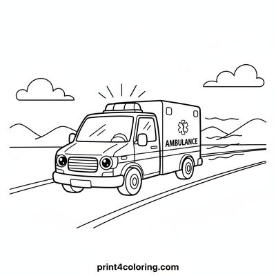 Heroic Ambulance Dash - free printable coloring page