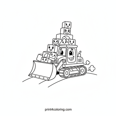 Speedy Bulldozer's Block Adventure! - free printable coloring page