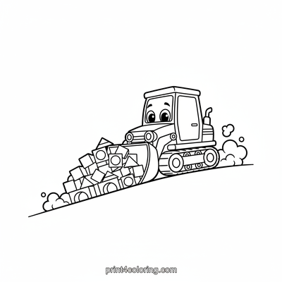 Bulldozer's Big Block Push - free printable coloring page