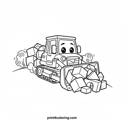 Speedy Bulldozer's Big Block Push - free printable coloring page