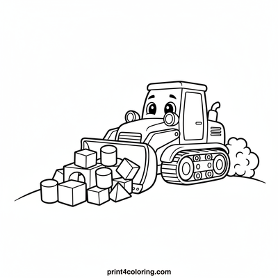 Bulldozer Block Party - free printable coloring page