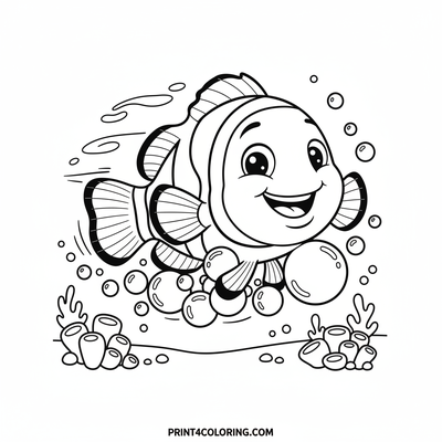 The Great Clownfish Bubble Race! - free printable coloring page