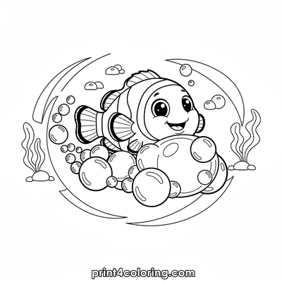 Speedy Clownfish Bubble Race! - free printable coloring page