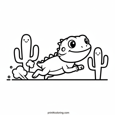 Speedy Bearded Dragon's Desert Dash - free printable coloring page