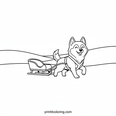 Speedy Husky's Snowy Sled Ride - free printable coloring page