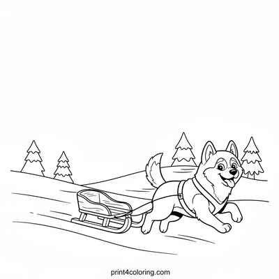 Speedy Husky Sled Adventure! - free printable coloring page