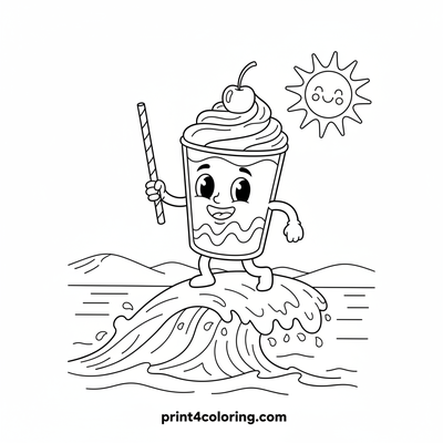 Speedy Milkshake Surfer's Big Wave Adventure - free printable coloring page