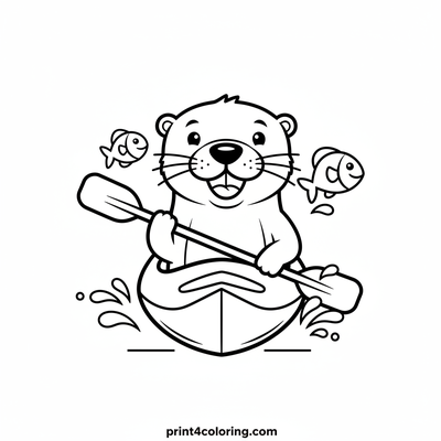 Otter's Speedy Kayak Race! - free printable coloring page