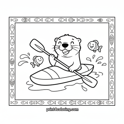 Speedy Otter's River Dash - free printable coloring page