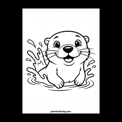 The Speedy Otter's Splash - free printable coloring page