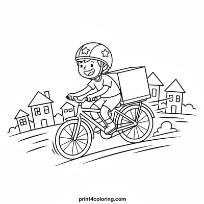 The Speedy Pizza Delivery Kid - free printable coloring page