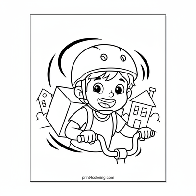 Speedy Pizza Delivery Adventure - free printable coloring page