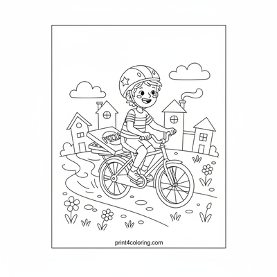 Zooming Pizza Delivery Kid - free printable coloring page