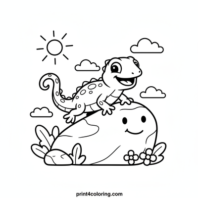 Sunny Scramble: The Happy Rock Lizard - free printable coloring page