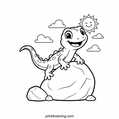 Sunny Scramble Lizard - free printable coloring page