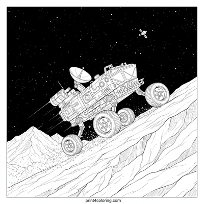 Pluto's Icy Ascent: Speedy Rover's Grand Adventure - free printable coloring page