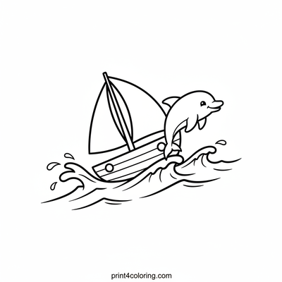 Speedy Sailboat & Leaping Dolphin - free printable coloring page