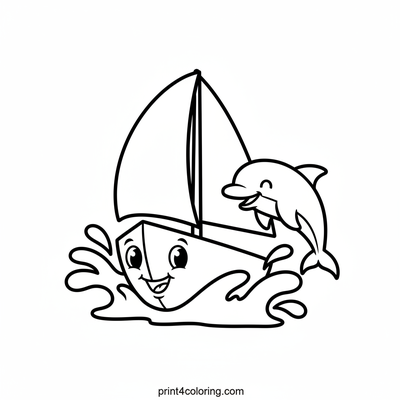 Ocean Adventure: Sailboat and Dolphin Fun - free printable coloring page