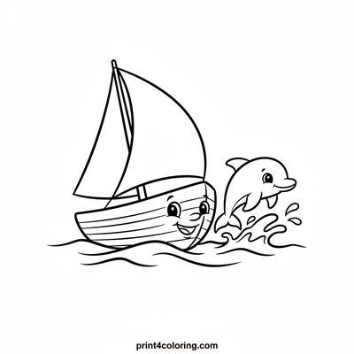 Happy Sailboat's Dolphin Dash - free printable coloring page