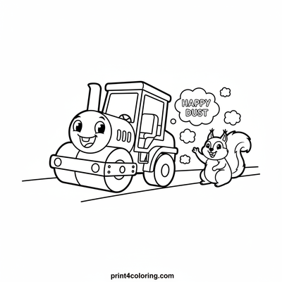 Speedy Steamroller's Happy Road Adventure - free printable coloring page