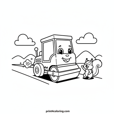 The Happy Steamroller's New Road Adventure - free printable coloring page