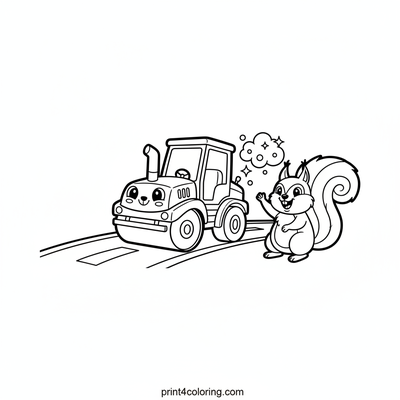 Speedy Steamroller's Happy Road Adventure - free printable coloring page