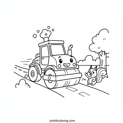 Speedy Steamroller's Happy Road Trip - free printable coloring page