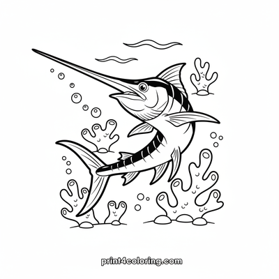 Ocean Dash: The Speedy Swordfish Race - free printable coloring page