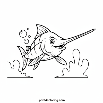 Ocean Race Champion Swordfish - free printable coloring page