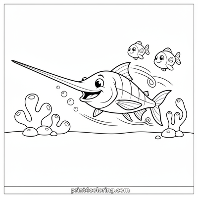 Ocean Race: The Swift Swordfish - free printable coloring page