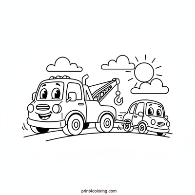 Heroic Tow Truck Rescue! - free printable coloring page