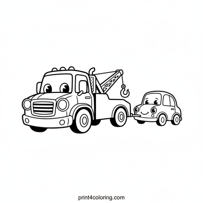 Heroic Tow Truck Rescue Adventure - free printable coloring page