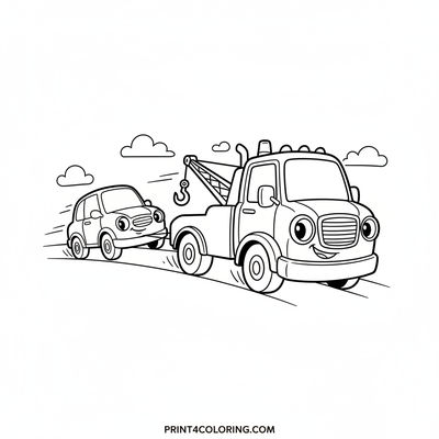 Heroic Tow Truck Saves the Day! - free printable coloring page