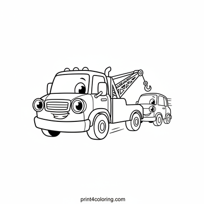 Heroic Tow Truck to the Rescue! - free printable coloring page
