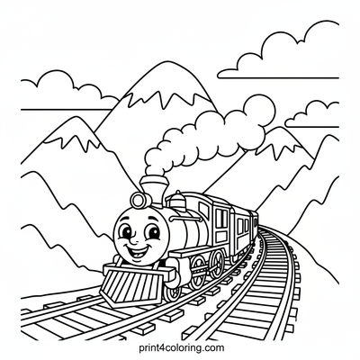 Mountain Express Adventure - free printable coloring page