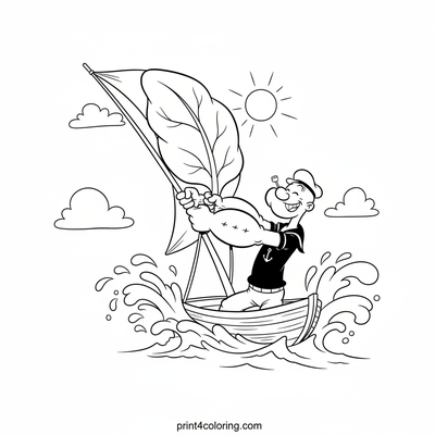 Popeye's Mighty Spinach Sail - free printable coloring page