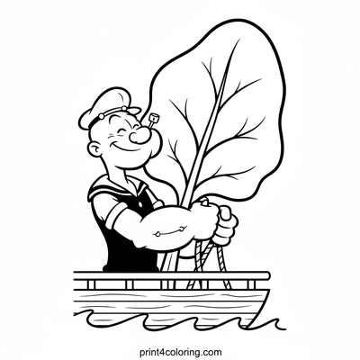 Popeye's Mighty Spinach Sail Adventure - free printable coloring page