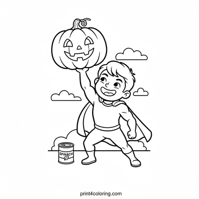 Spinach Power Pumpkin Lift! - free printable coloring page