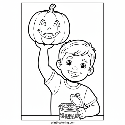 Spinach Power Pumpkin Lift! - free printable coloring page