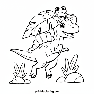 Spino's Tropical Leaf Hat Adventure - free printable coloring page