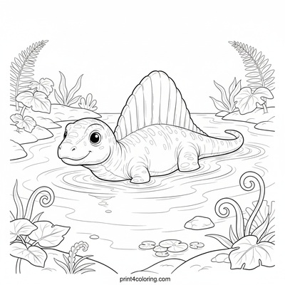 Cozy Spinosaurus River Expedition - free printable coloring page