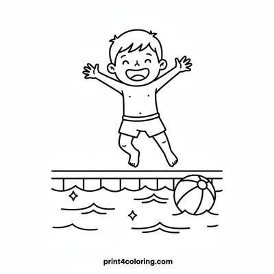 Sunny Pool Splash - free printable coloring page