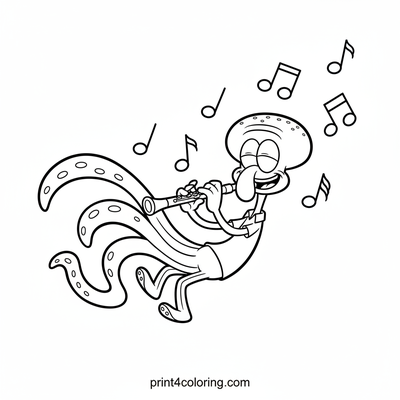 Squidward's Joyful Clarinet Serenade - free printable coloring page